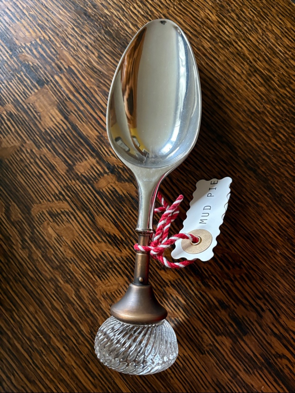 Mud Pie Ice Scoop with Glass Knob - Silver and Clear